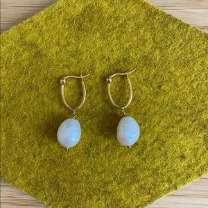 Mejuri Organic Pearl Hoop Earrings